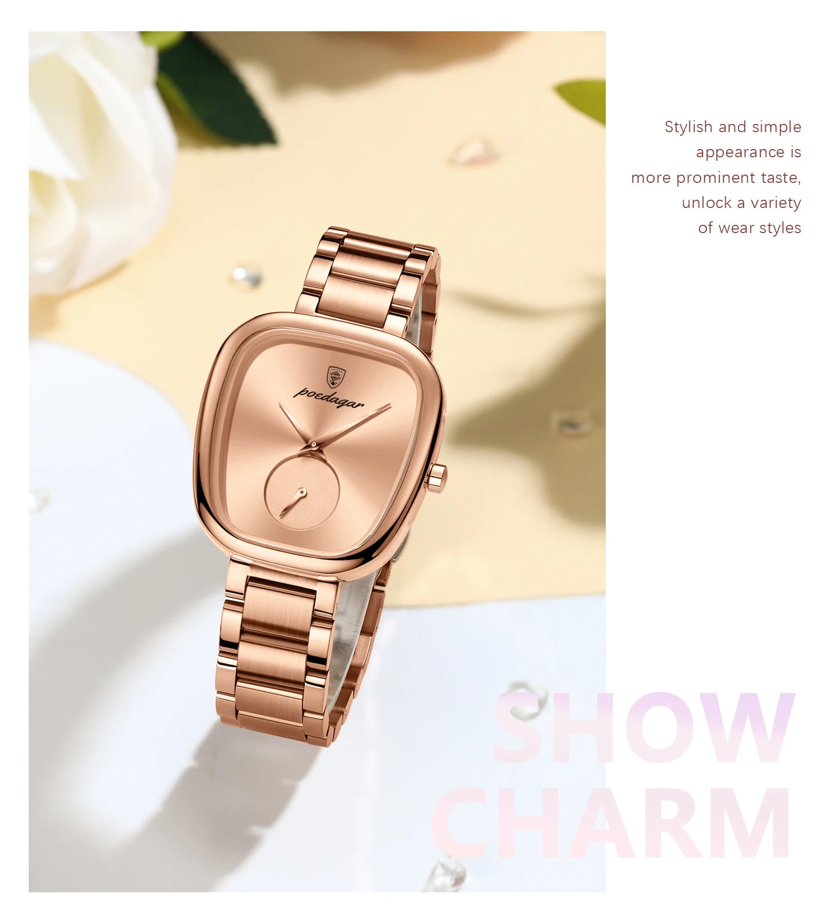 Reloj POEDAGAR elegante de lujo para mujer, Reloj de cuarzo de acero inoxidable resistente al agua para mujer, relojes informales de alta calidad para mujer