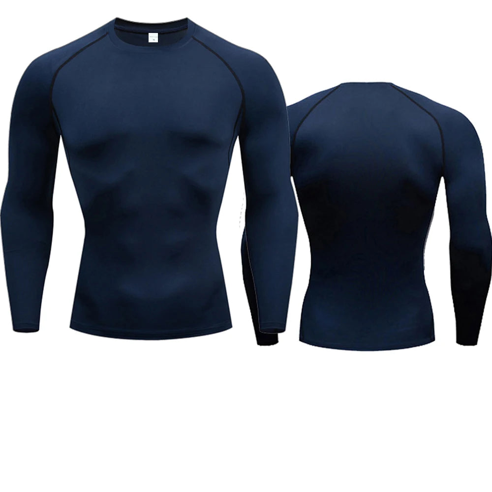 Camiseta de manga larga de compresión, camiseta negra de Fitness para hombre, ropa deportiva de secado rápido para gimnasio, protección solar, capa Base deportiva