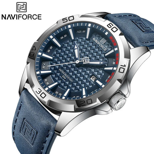 Reloj de cuarzo a la moda para hombre, correa de cuero, relojes de pulsera deportivos impermeables