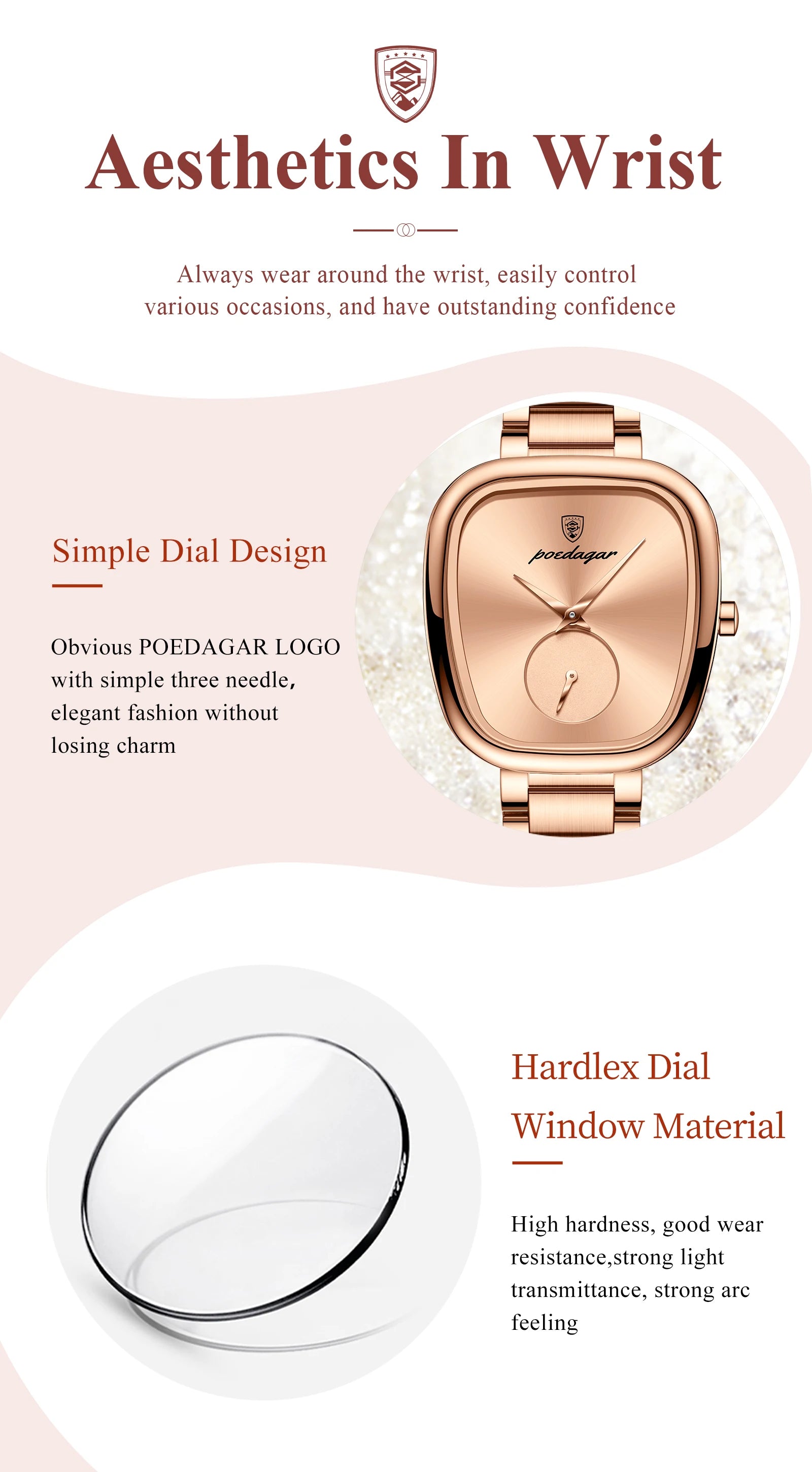 Reloj POEDAGAR elegante de lujo para mujer, Reloj de cuarzo de acero inoxidable resistente al agua para mujer, relojes informales de alta calidad para mujer