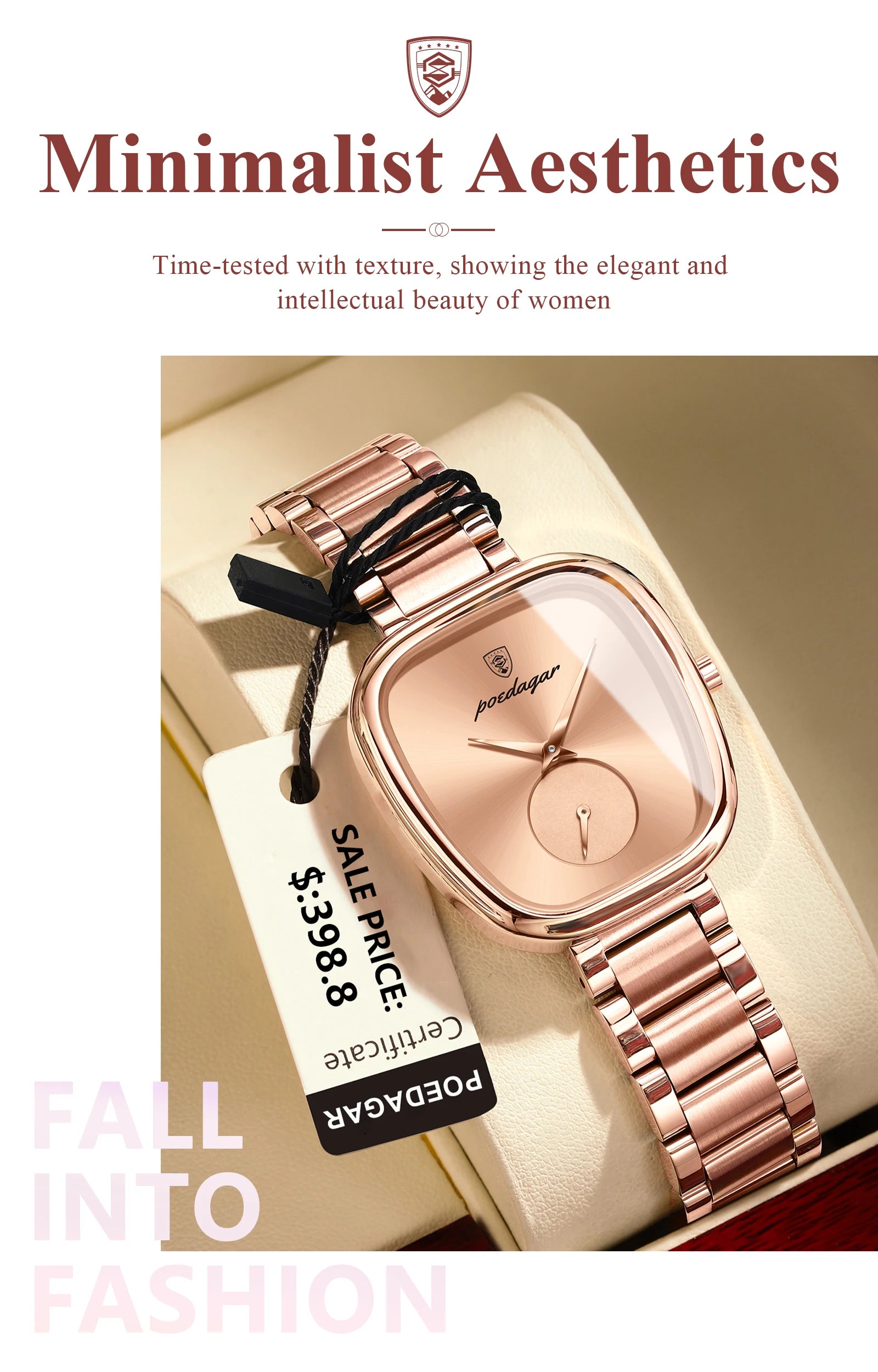 Reloj POEDAGAR elegante de lujo para mujer, Reloj de cuarzo de acero inoxidable resistente al agua para mujer, relojes informales de alta calidad para mujer