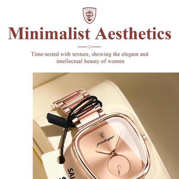 Reloj POEDAGAR elegante de lujo para mujer, Reloj de cuarzo de acero inoxidable resistente al agua para mujer, relojes informales de alta calidad para mujer