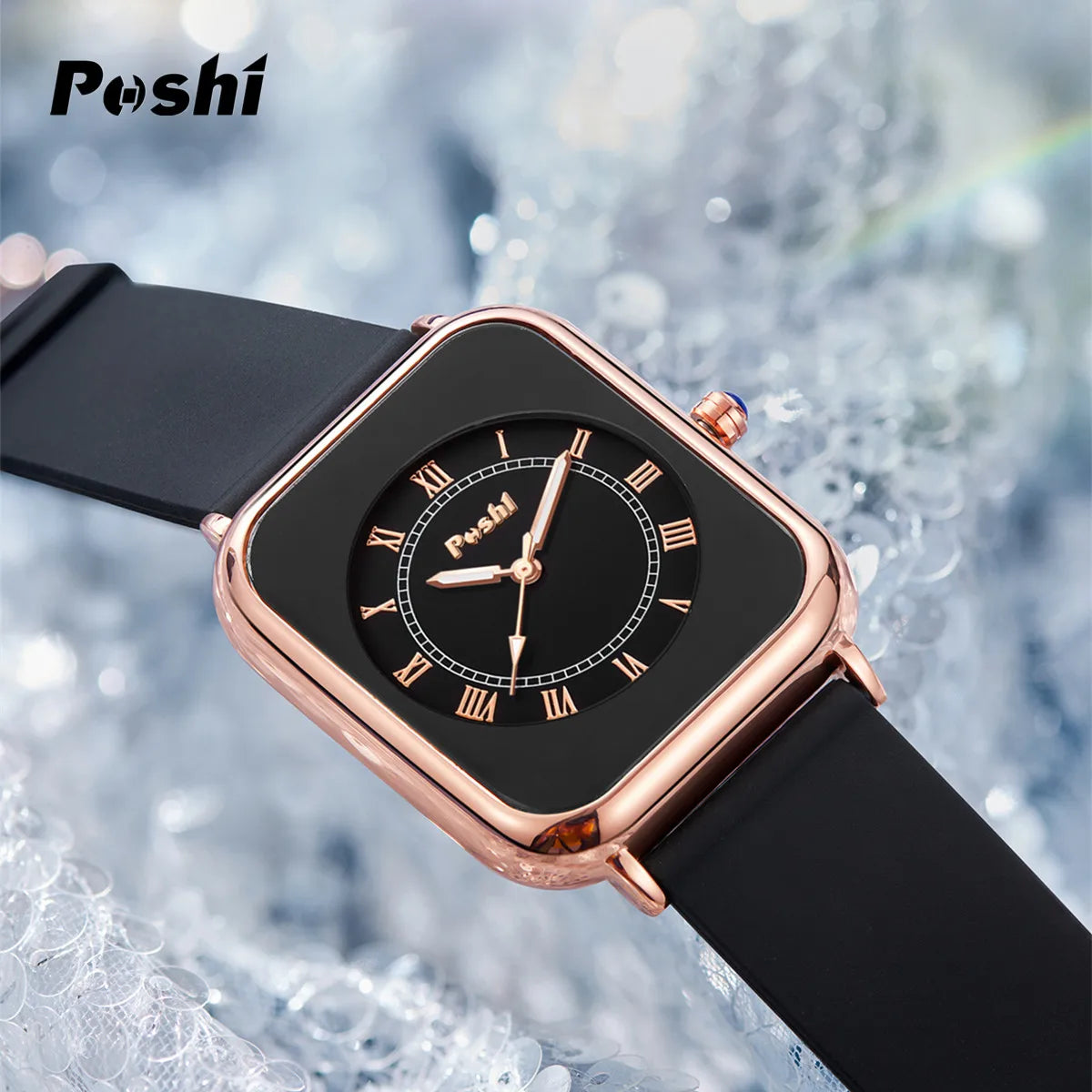 POSHI-Reloj de pulsera de cuarzo Original para mujer, relojes elegantes simples, correa de silicona impermeable, estilo de moda de tendencia