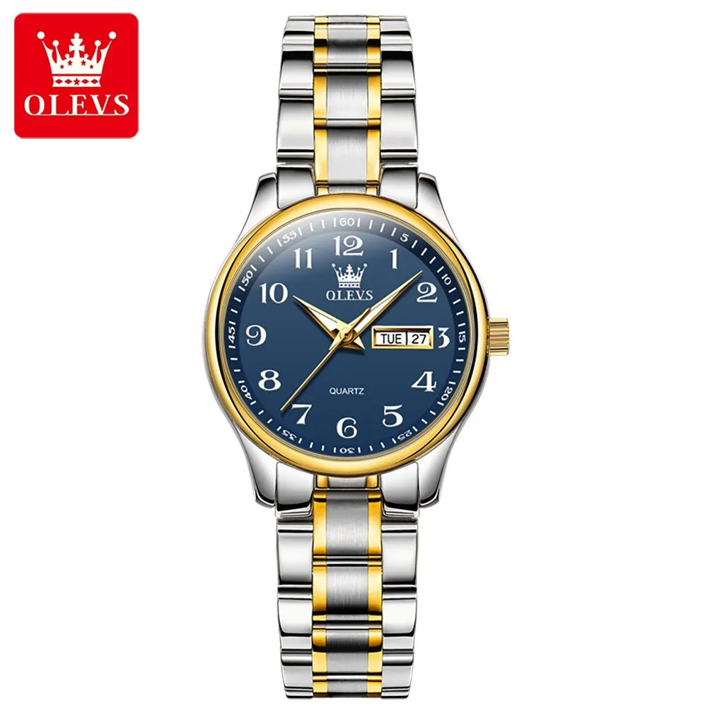 Reloj elegante a la moda para mujer, reloj de lujo de acero inoxidable luminoso