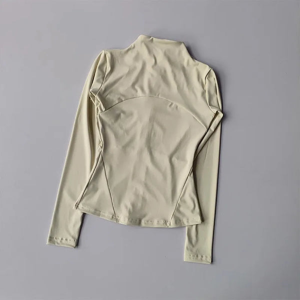 Chaqueta deportiva con cremallera para mujer, abrigos para entrenamiento y correr, cárdigan cálido de manga larga para gimnasio, chaqueta ajustada, ropa deportiva