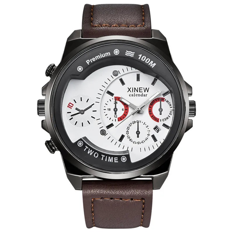 Relojes baratos de la marca XINEW para hombres y estudiantes - Reloj de moda con correa de cuero, fecha simple y movimiento de cuarzo