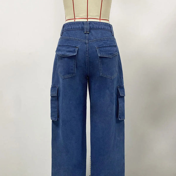 Pantalones Cargo con múltiples bolsillos de cintura media para mujer, Pantalón retro de calidad