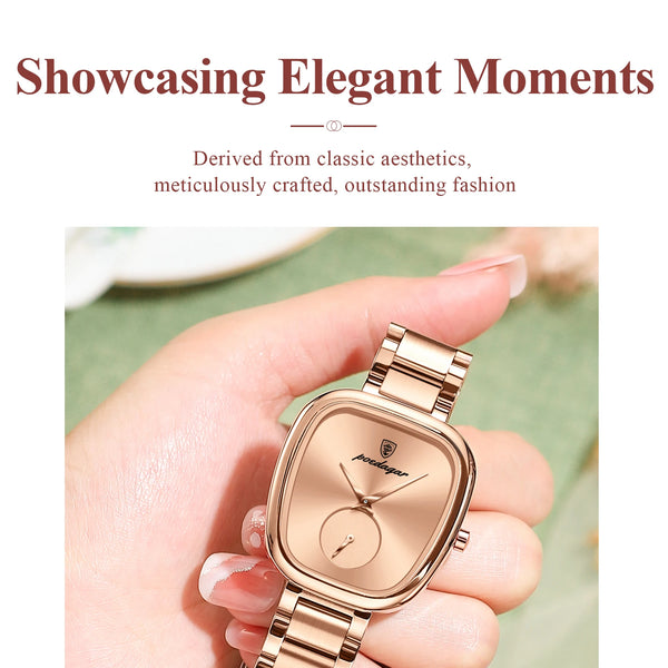 Reloj POEDAGAR elegante de lujo para mujer, Reloj de cuarzo de acero inoxidable resistente al agua para mujer, relojes informales de alta calidad para mujer