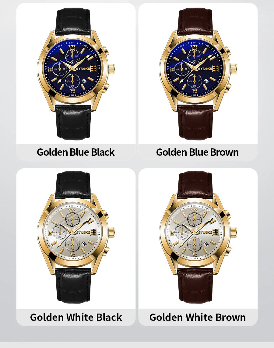 Reloj de cuarzo para hombre, cronógrafo con correa No mecánica, de aleación, con brillo nocturno, resistente al agua, con calendario, a la moda, para negocios