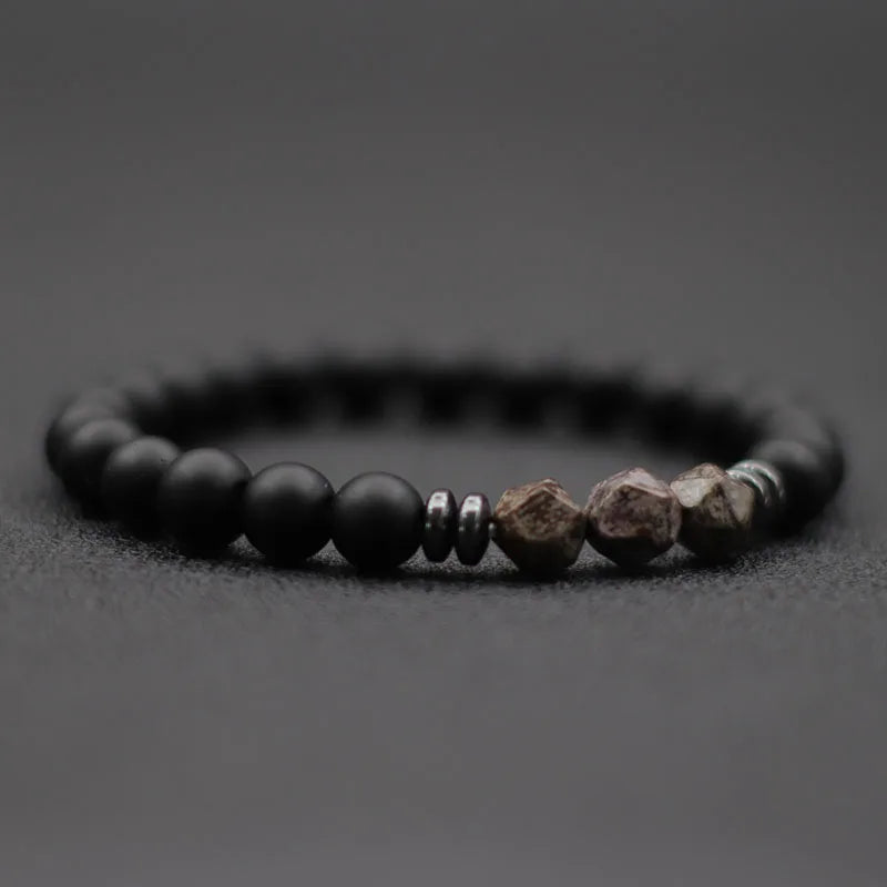 Pulsera de moda para Hombre, pulsera de piedra de ónix negro, ojos de tigre naturales irregulares, cuentas de sodalita, accesorios para Hombre