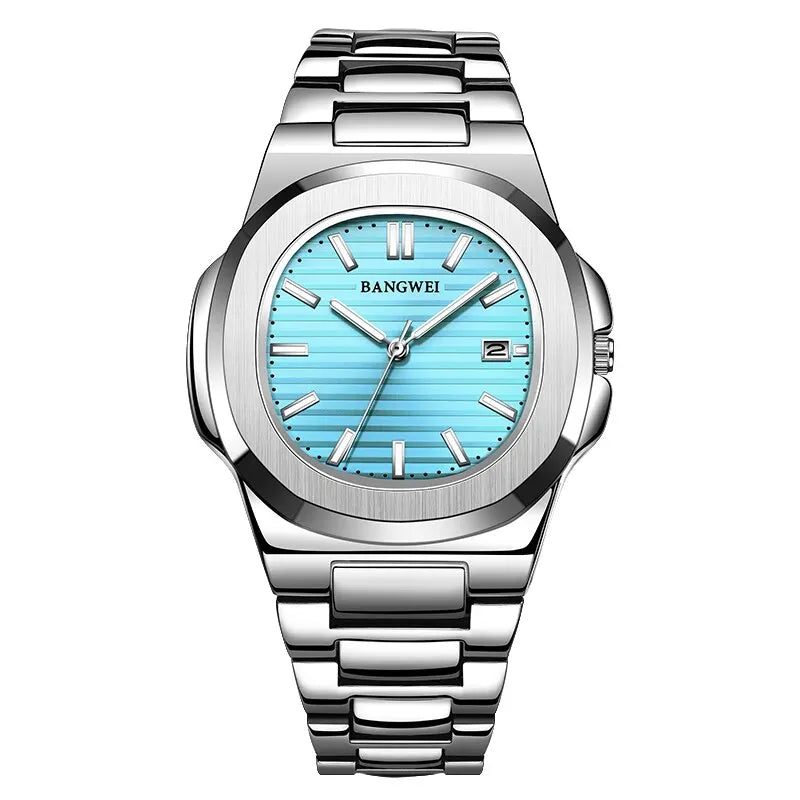 Reloj de cuarzo de lujo para hombre, reloj cronógrafo deportivo de acero inoxidable resistente al agua 30M