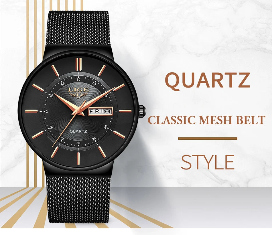 Reloj LIGE para mujer, reloj lujoso y elegante de cuarzo ultrafino