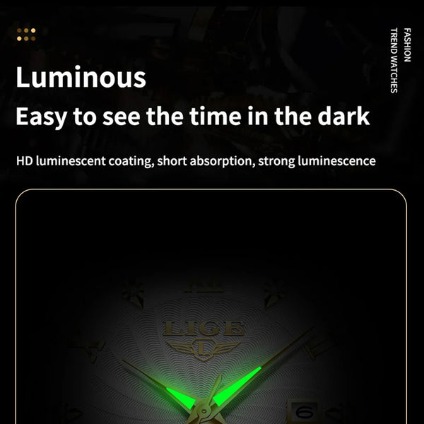 Reloj LIGE para Mujer, reloj de cuero de moda resistentes al agua para Mujer, Reloj de pulsera de lujo de marca