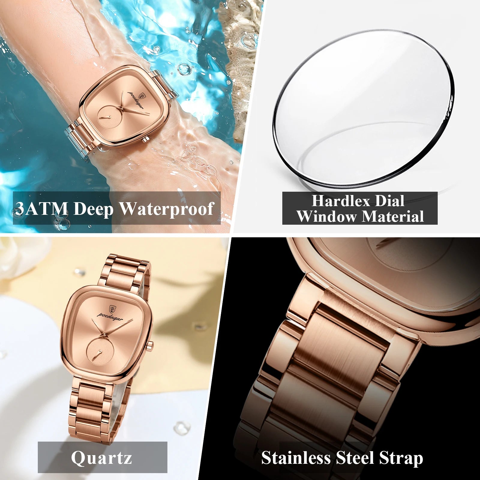 Reloj POEDAGAR elegante de lujo para mujer, Reloj de cuarzo de acero inoxidable resistente al agua para mujer, relojes informales de alta calidad para mujer