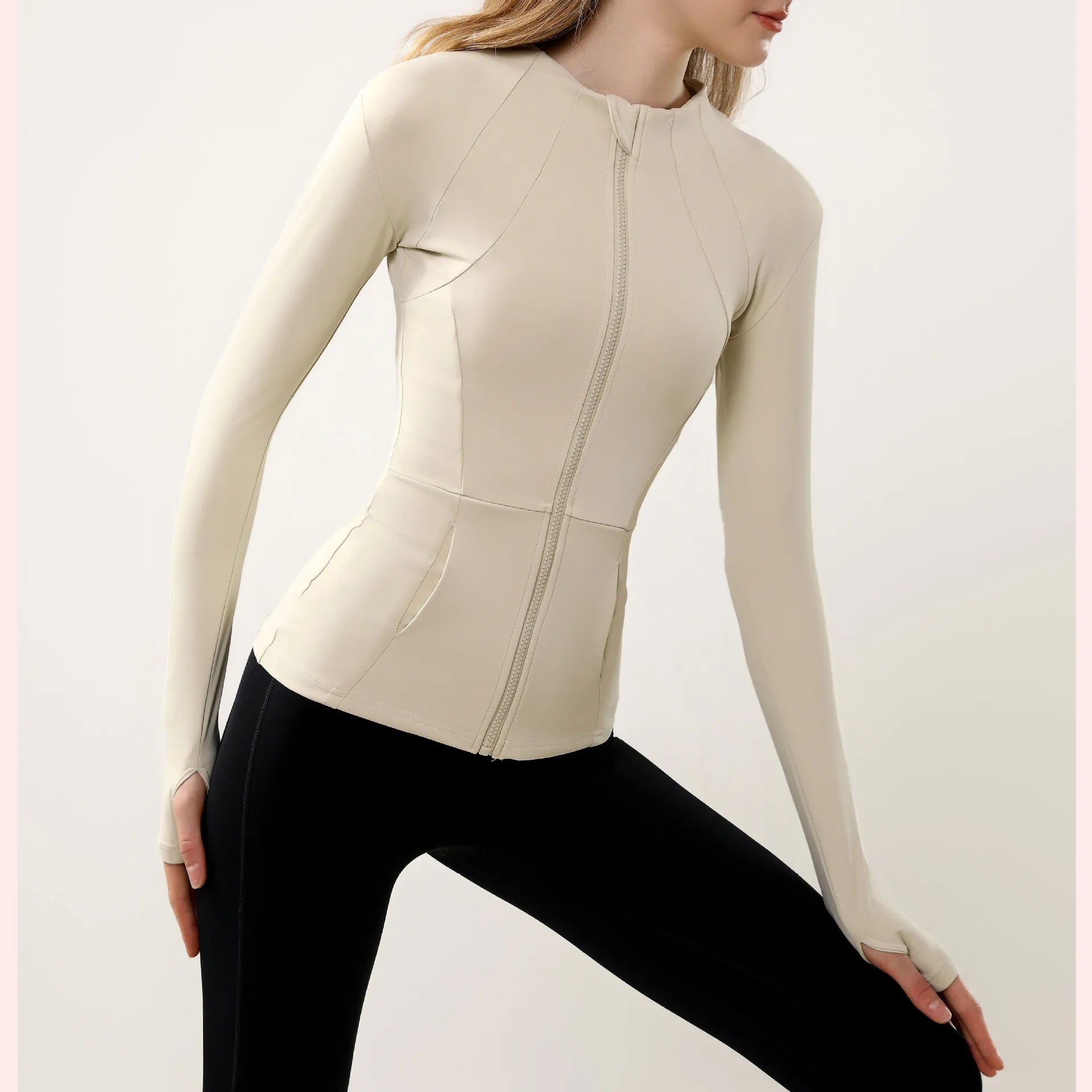 Chaqueta deportiva con cremallera para mujer, abrigos para entrenamiento y correr, cárdigan cálido de manga larga para gimnasio, chaqueta ajustada, ropa deportiva