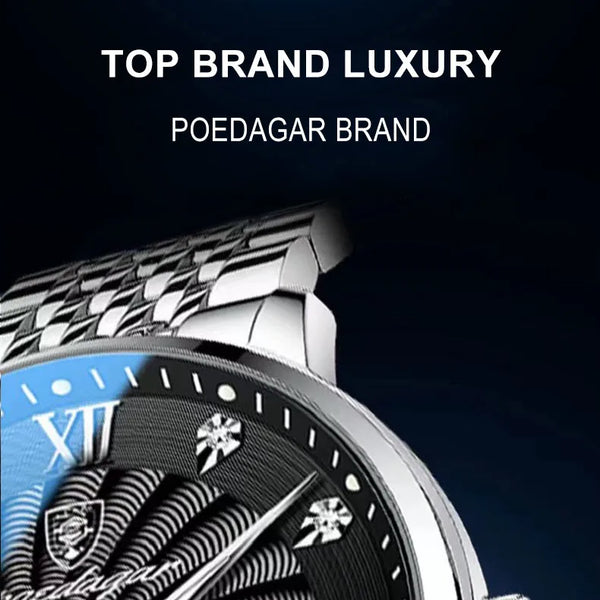 Reloj de lujo para hombre, reloj de pulsera de cuarzo resistente al agua con fecha luminosa y semana, reloj deportivo de moda de acero inoxidable para hombre