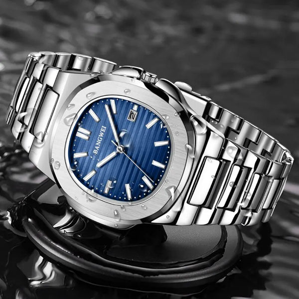 Reloj de cuarzo de lujo para hombre, reloj cronógrafo deportivo de acero inoxidable resistente al agua 30M