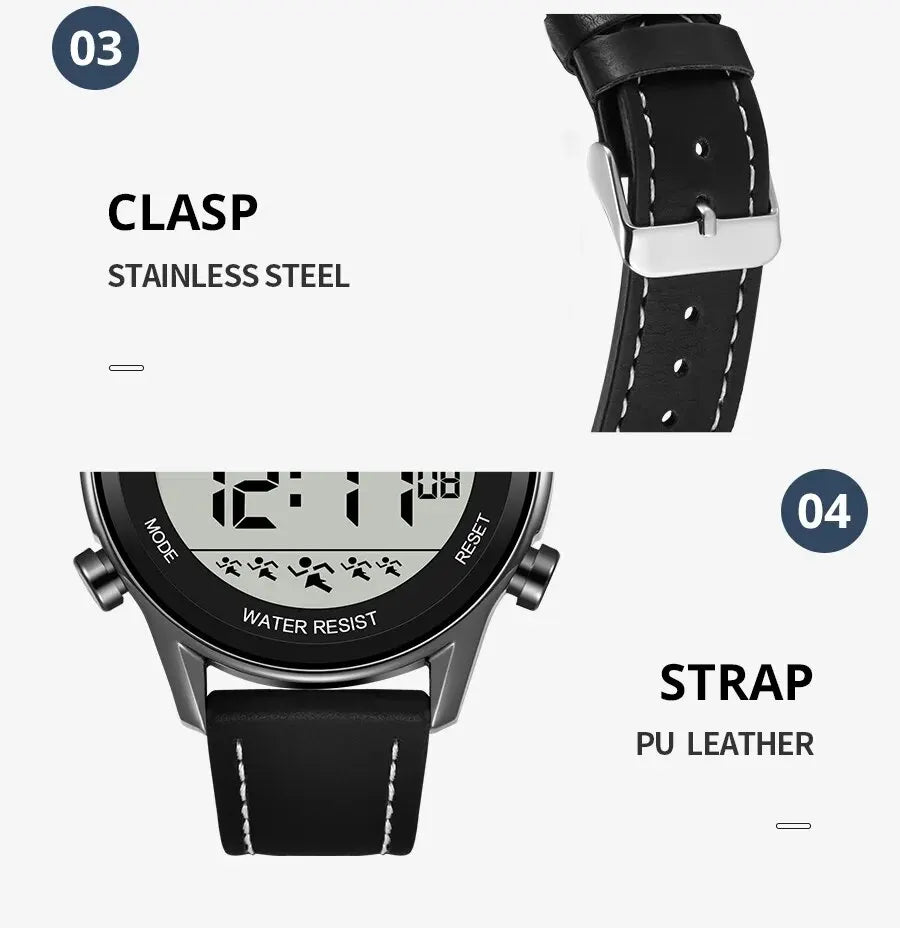 Reloj deportivo multifuncional para hombre, pantalla grande resistente al agua, luminoso, LED, Digital, correa de moda