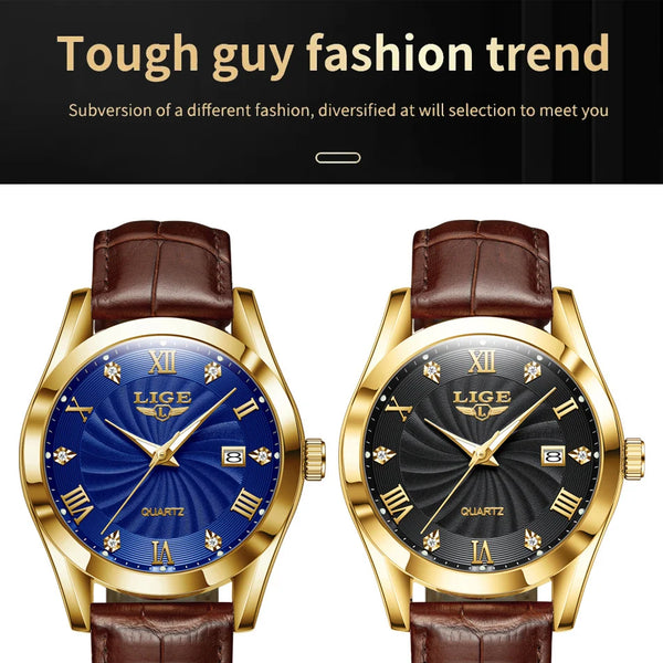 Reloj LIGE para Mujer, reloj de cuero de moda resistentes al agua para Mujer, Reloj de pulsera de lujo de marca