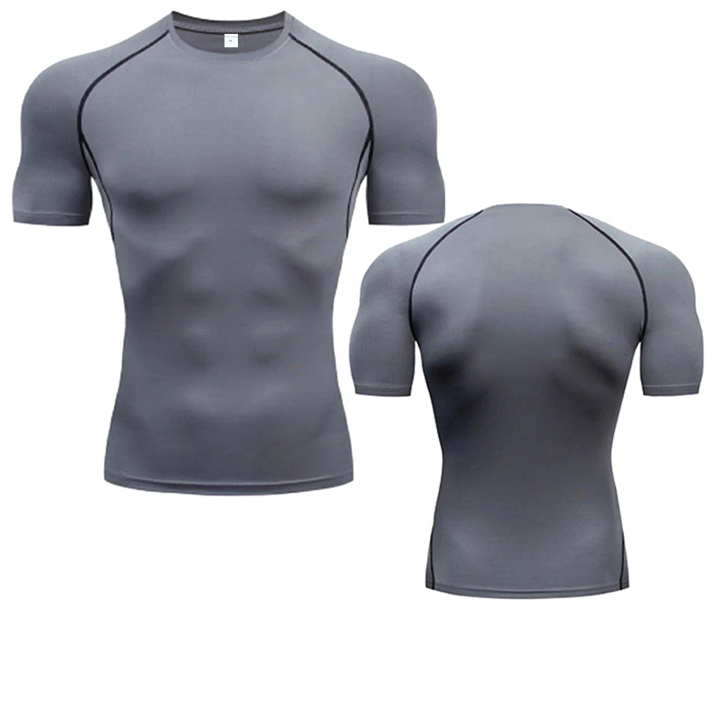 Camiseta de manga larga de compresión, camiseta negra de Fitness para hombre, ropa deportiva de secado rápido para gimnasio, protección solar, capa Base deportiva