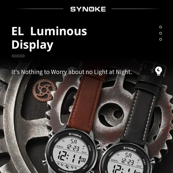 Reloj deportivo multifuncional para hombre, pantalla grande resistente al agua, luminoso, LED, Digital, correa de moda