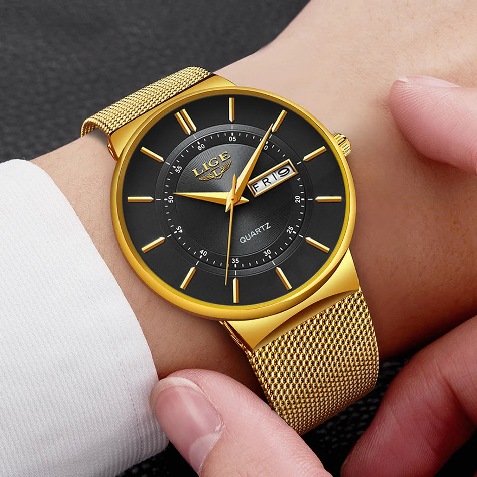 Reloj LIGE para mujer, reloj lujoso y elegante de cuarzo ultrafino