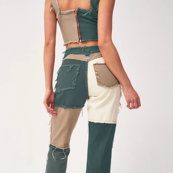 Pantalon jean de retazos de colores variados para mujer, vaqueros rectos de alta elasticidad a la moda, pantalones Hipster de calle