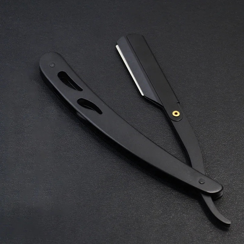 Maquinilla de afeitar recta para hombre, afeitadora de peluquero afilada de acero inoxidable, Afeitadora Manual profesional, cortador de barba de seguridad, herramientas de afeitado