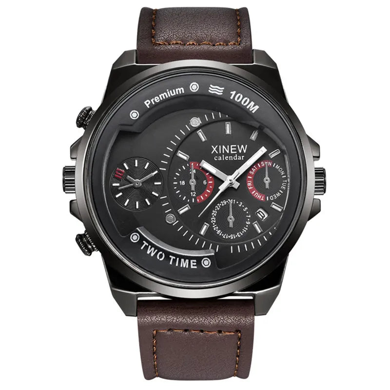 Relojes baratos de la marca XINEW para hombres y estudiantes - Reloj de moda con correa de cuero, fecha simple y movimiento de cuarzo