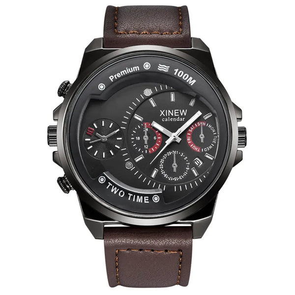 Relojes baratos de la marca XINEW para hombres y estudiantes - Reloj de moda con correa de cuero, fecha simple y movimiento de cuarzo
