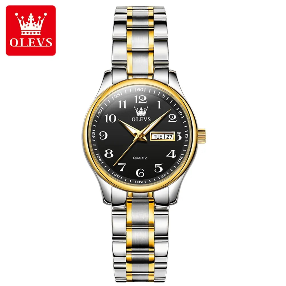 Reloj elegante a la moda para mujer, reloj de lujo de acero inoxidable luminoso