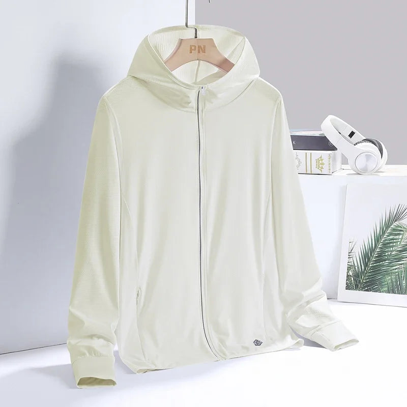 Chaqueta unisex novedad de verano UPF 50+ UV protección solar chaqueta con capucha hombres mujeres ligero senderismo al aire libre