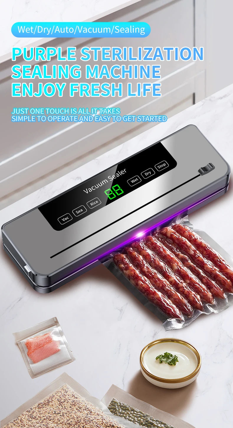 Máquina selladora al vacío eléctrica, envasado de alimentos secos/húmedos, bolsas de sellado al vacío, almacenamiento de alimentos, máquina envasadora al vacío para Cocina