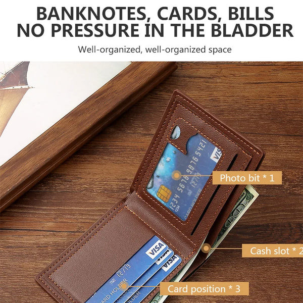 Billetera plegable con inserciones para hombre, monederos delgados con imagen, tarjeteros de identificación, bolsas con capacidad de protección Vintage