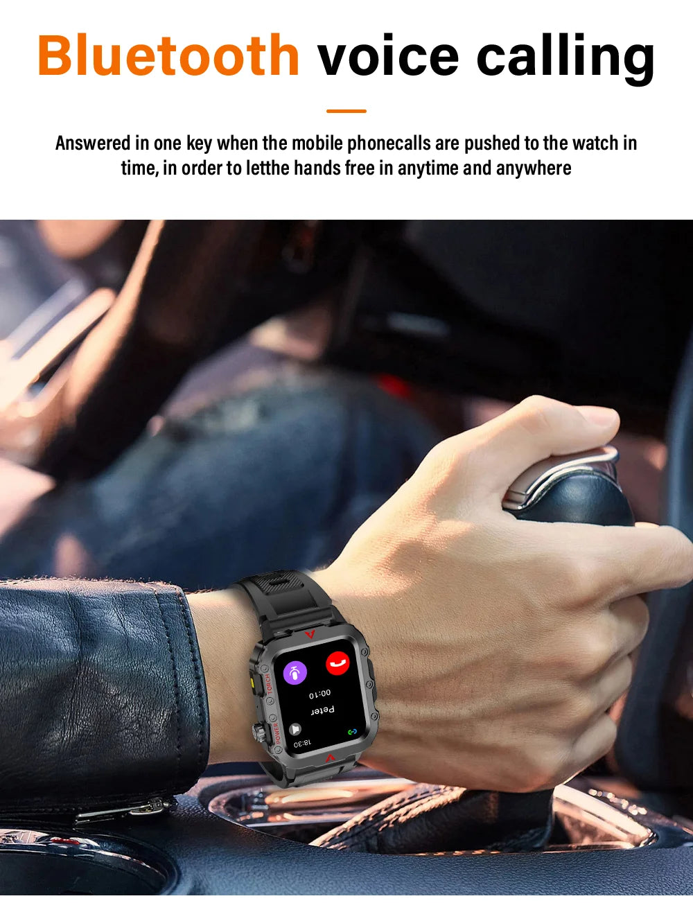 reloj inteligente militar para hombres al aire libre Bluetooth Talk deportes Monitor de ritmo cardíaco reloj inteligente Android IOS