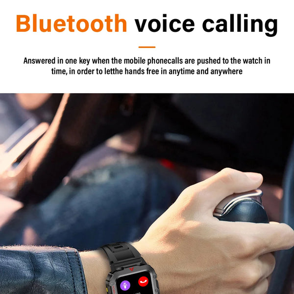 reloj inteligente militar para hombres al aire libre Bluetooth Talk deportes Monitor de ritmo cardíaco reloj inteligente Android IOS
