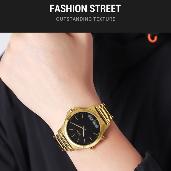 Reloj cronógrafo digital con pantalla de luz trasera de acero completo, relojes de pulsera con alarma impermeables para hombre