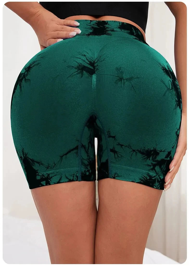 Espectacular short deportivo sin costuras teñidos para mujer, ideal para moldear tu figura y hacer ejercic