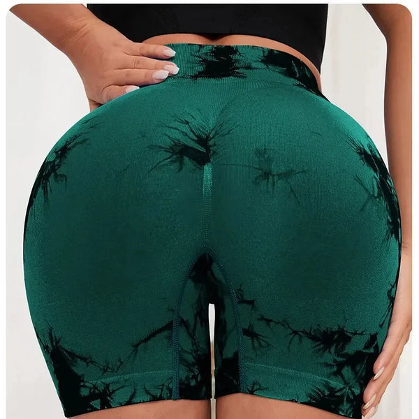 Espectacular short deportivo sin costuras teñidos para mujer, ideal para moldear tu figura y hacer ejercic