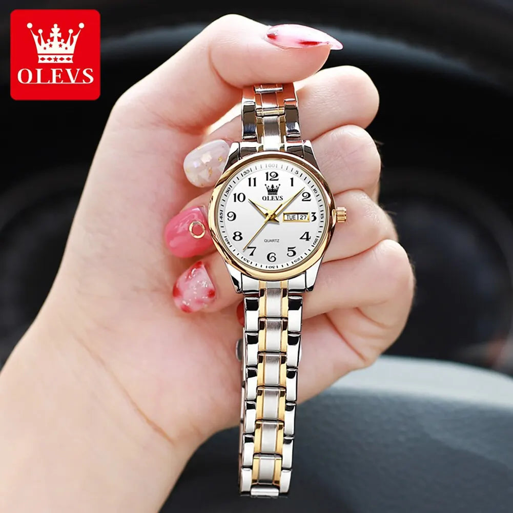 Reloj elegante a la moda para mujer, reloj de lujo de acero inoxidable luminoso