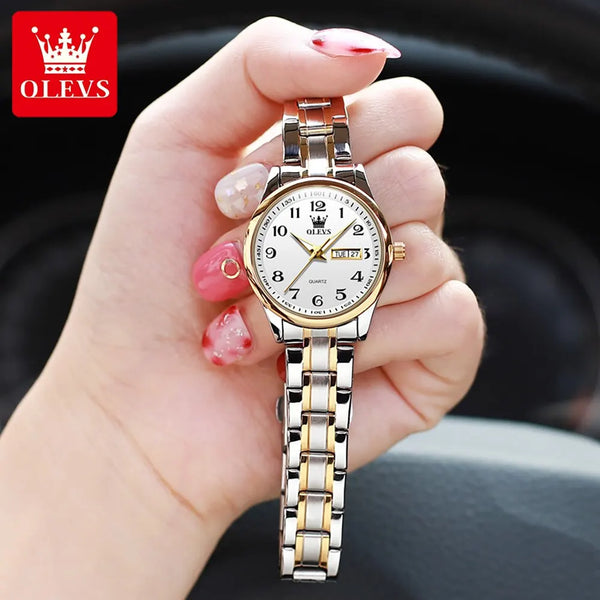 Reloj elegante a la moda para mujer, reloj de lujo de acero inoxidable luminoso