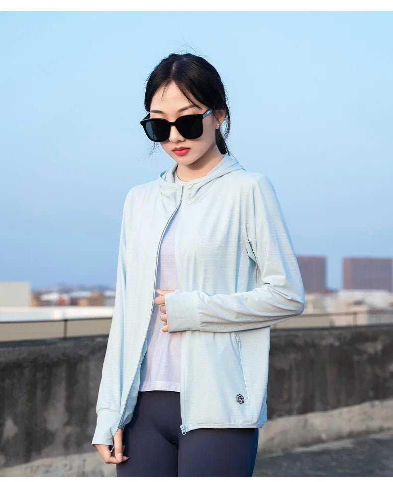 Chaqueta unisex novedad de verano UPF 50+ UV protección solar chaqueta con capucha hombres mujeres ligero senderismo al aire libre