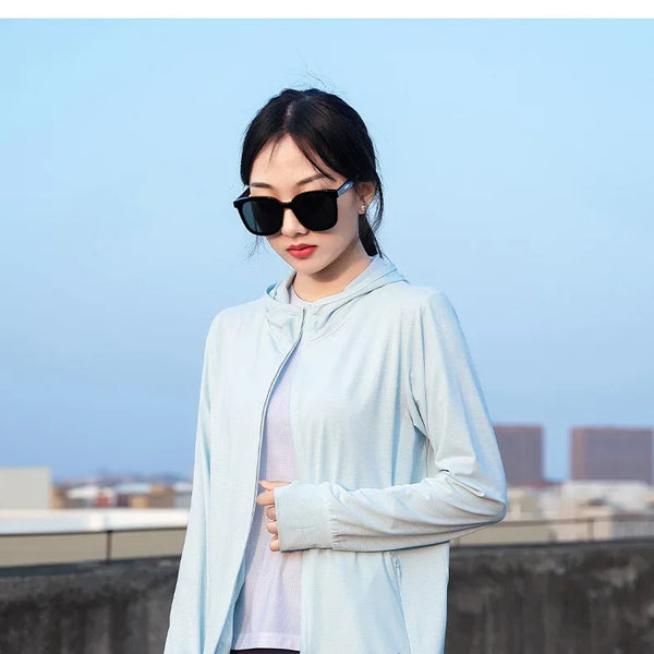 Chaqueta unisex novedad de verano UPF 50+ UV protección solar chaqueta con capucha hombres mujeres ligero senderismo al aire libre