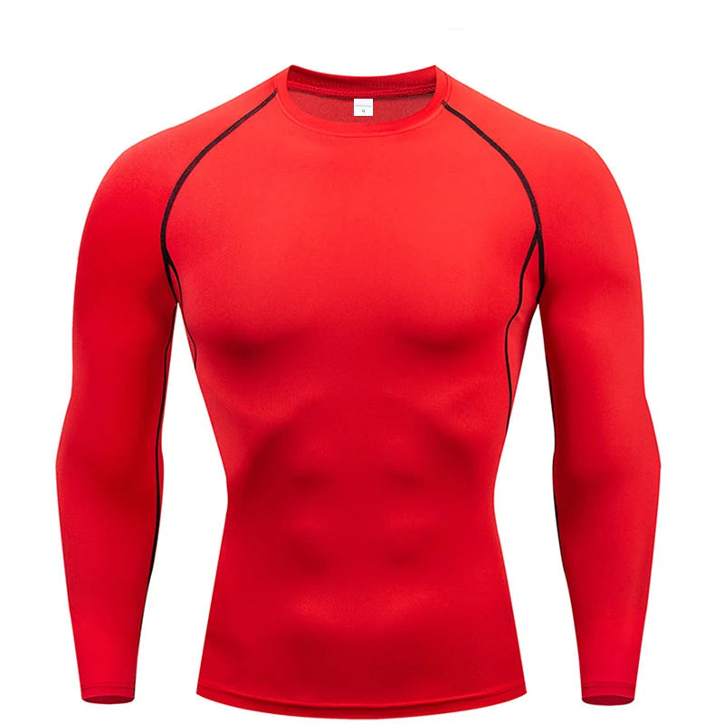 Camiseta de manga larga de compresión, camiseta negra de Fitness para hombre, ropa deportiva de secado rápido para gimnasio, protección solar, capa Base deportiva
