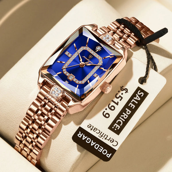 Reloj elegante de lujo para mujer, Reloj rectangular resistente al agua  para mujer