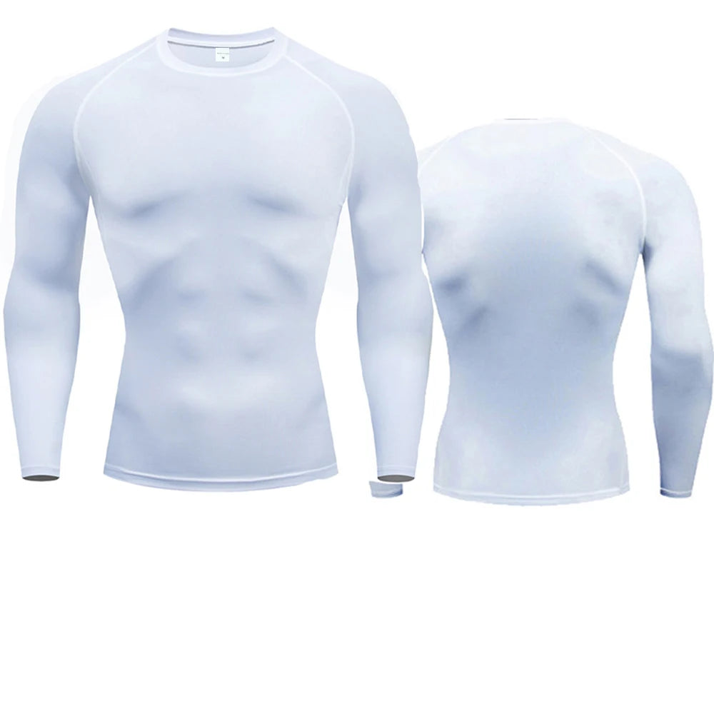 Camiseta de manga larga de compresión, camiseta negra de Fitness para hombre, ropa deportiva de secado rápido para gimnasio, protección solar, capa Base deportiva