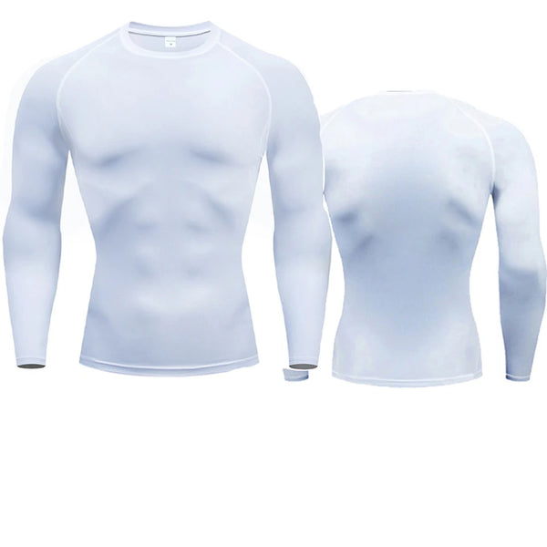 Camiseta de manga larga de compresión, camiseta negra de Fitness para hombre, ropa deportiva de secado rápido para gimnasio, protección solar, capa Base deportiva