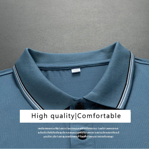 TFETTERS-Camiseta de manga corta para hombre, Polo de negocios antiarrugas con diseño de bolsillo Real, cuello vuelto