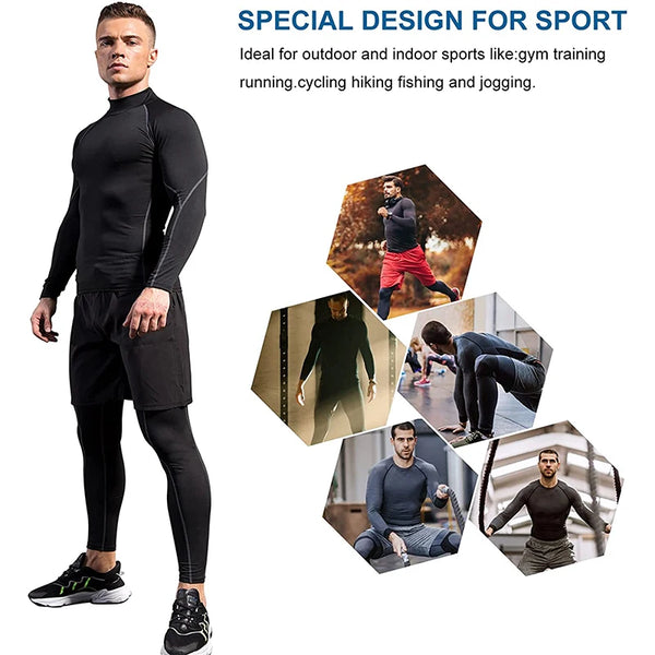 Camiseta deportiva para hombre, camiseta de secado rápido para culturismo y correr, camiseta de compresión de manga larga para gimnasio, camiseta ajustada para Fitness para hombre Rashgard
