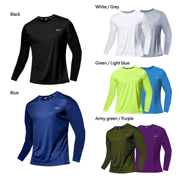 Camiseta de manga larga de seda helada para hombre, ropa exterior transpirable de secado rápido con aire acondicionado, protección solar para exteriores, para correr, verano.